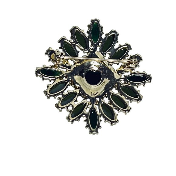 Liz Claiborne Gold Tone With Faceted Rhinestones Brooch Signed LC (6072) - Picture 5 of 6